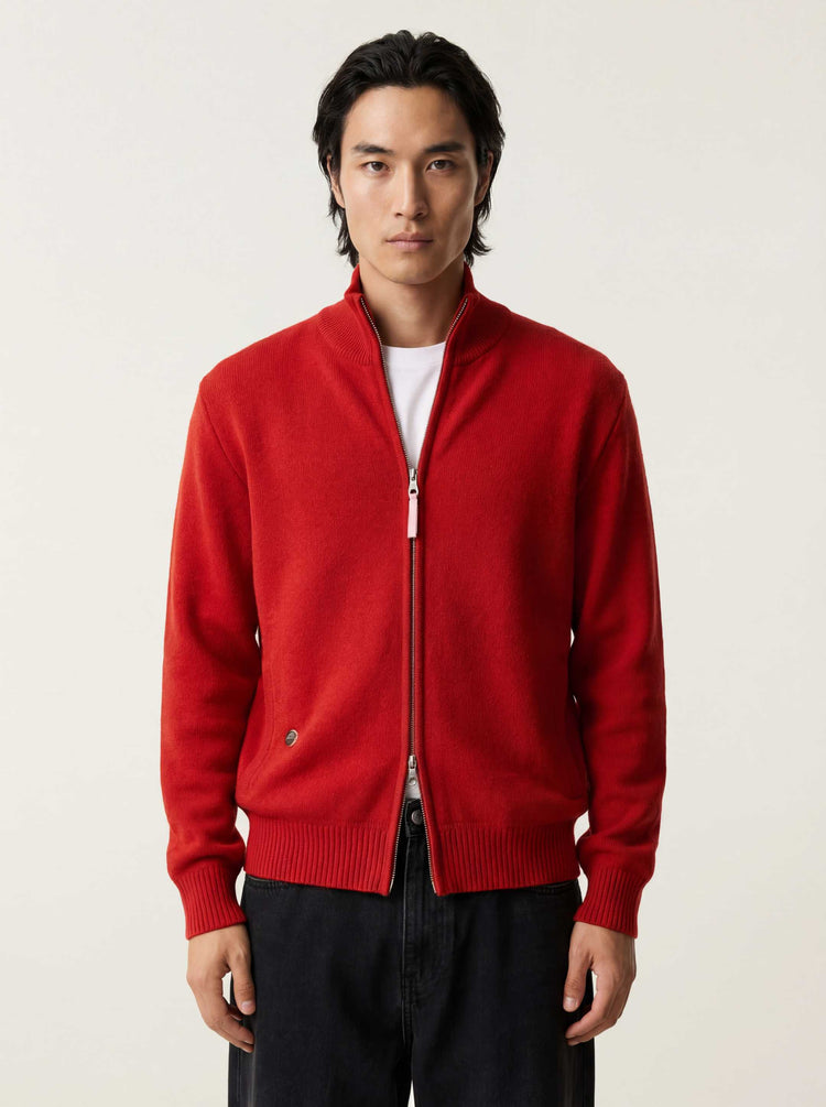 The Everyday Zip Through Jumper Tomato Red Image