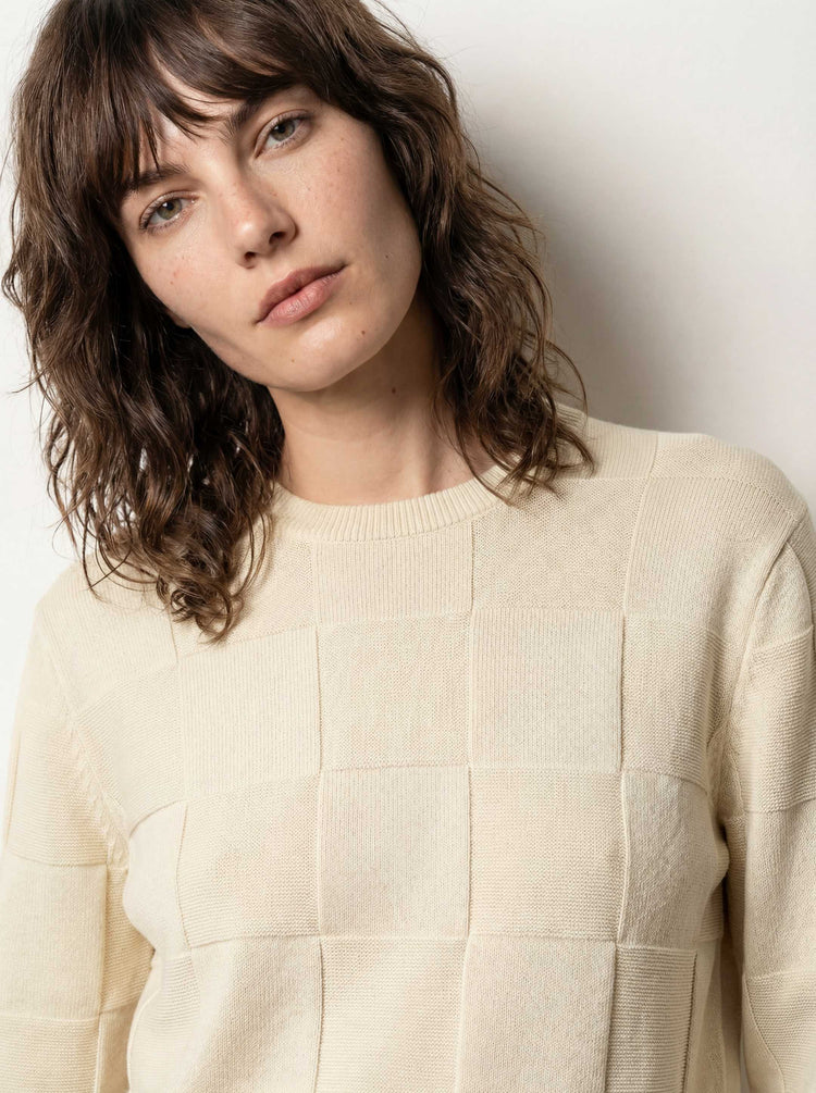 The Textured Crewneck Jumper Raw White Image