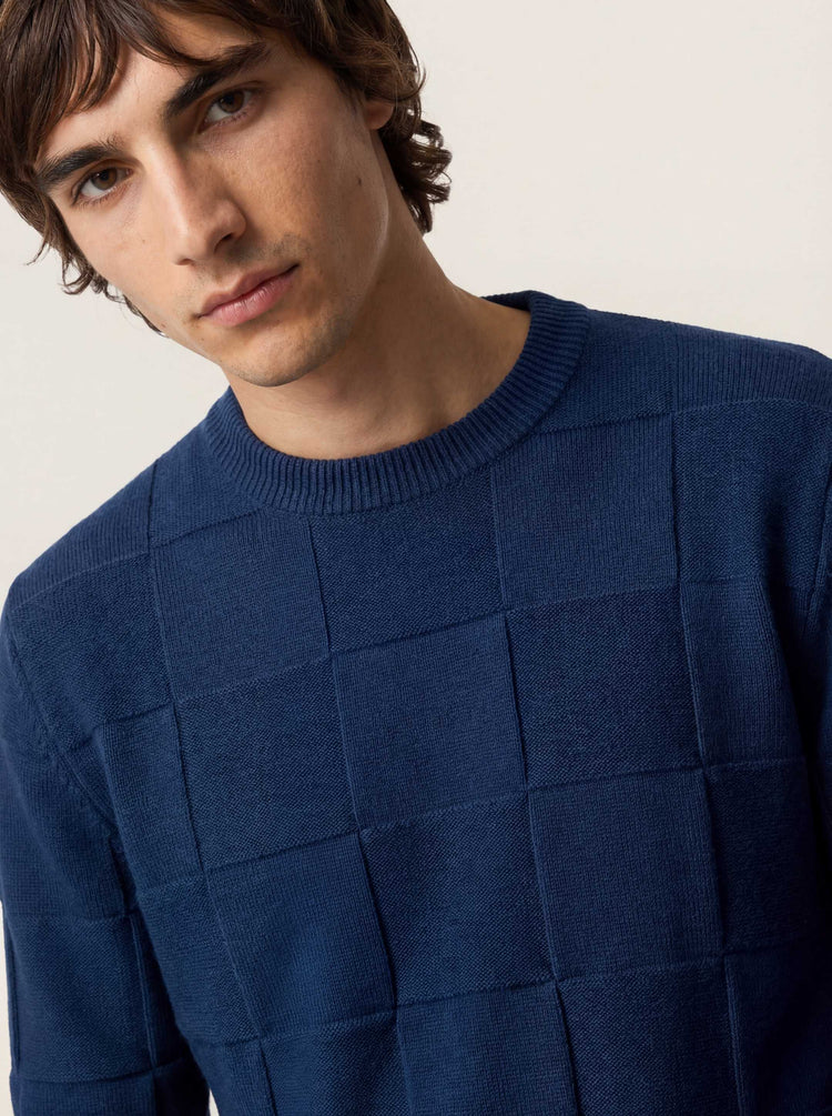 The Textured Crewneck Jumper Tasman Blue Image
