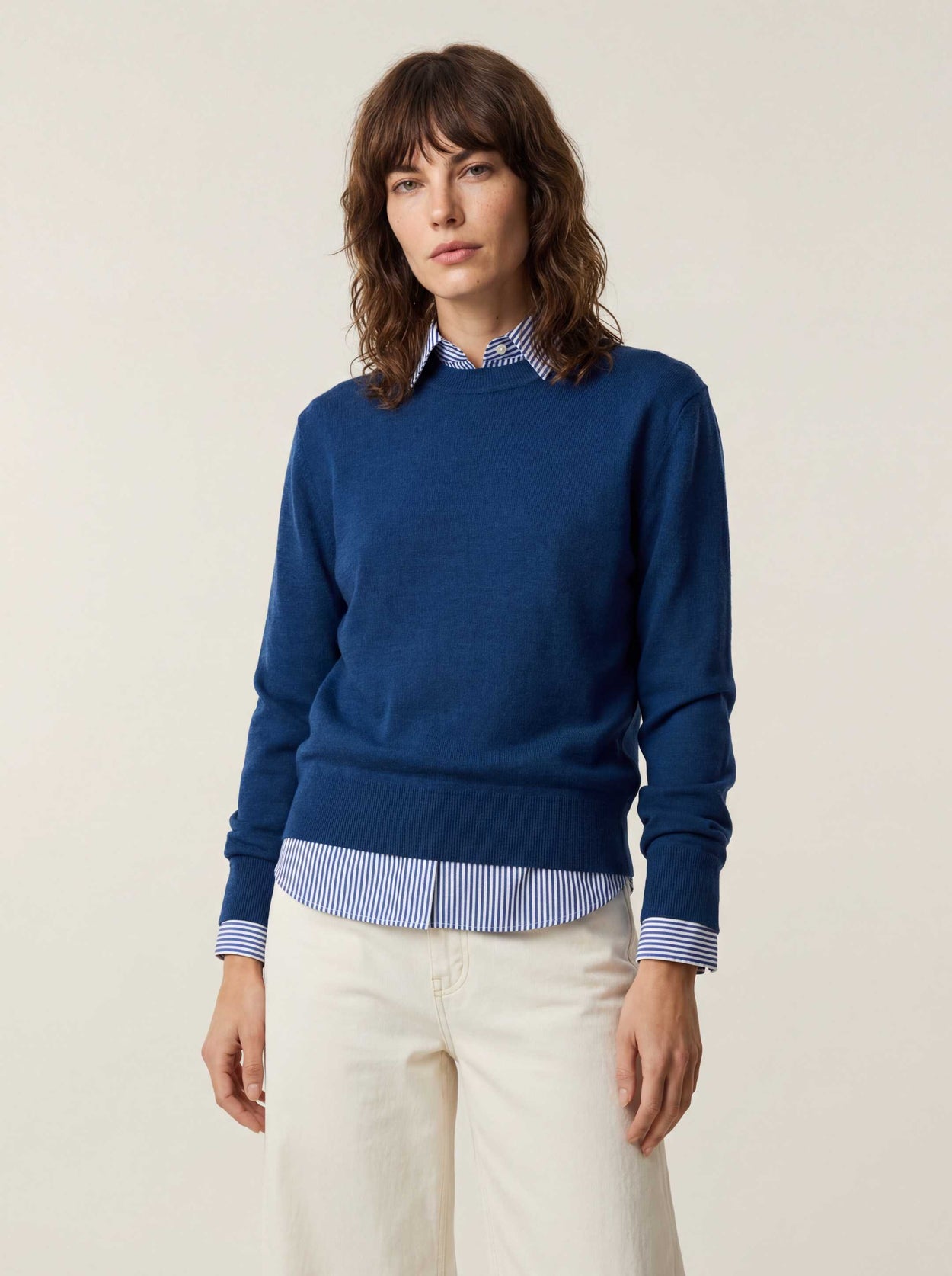 The Boxy Knitted Crewneck Tasman Blue Female Image