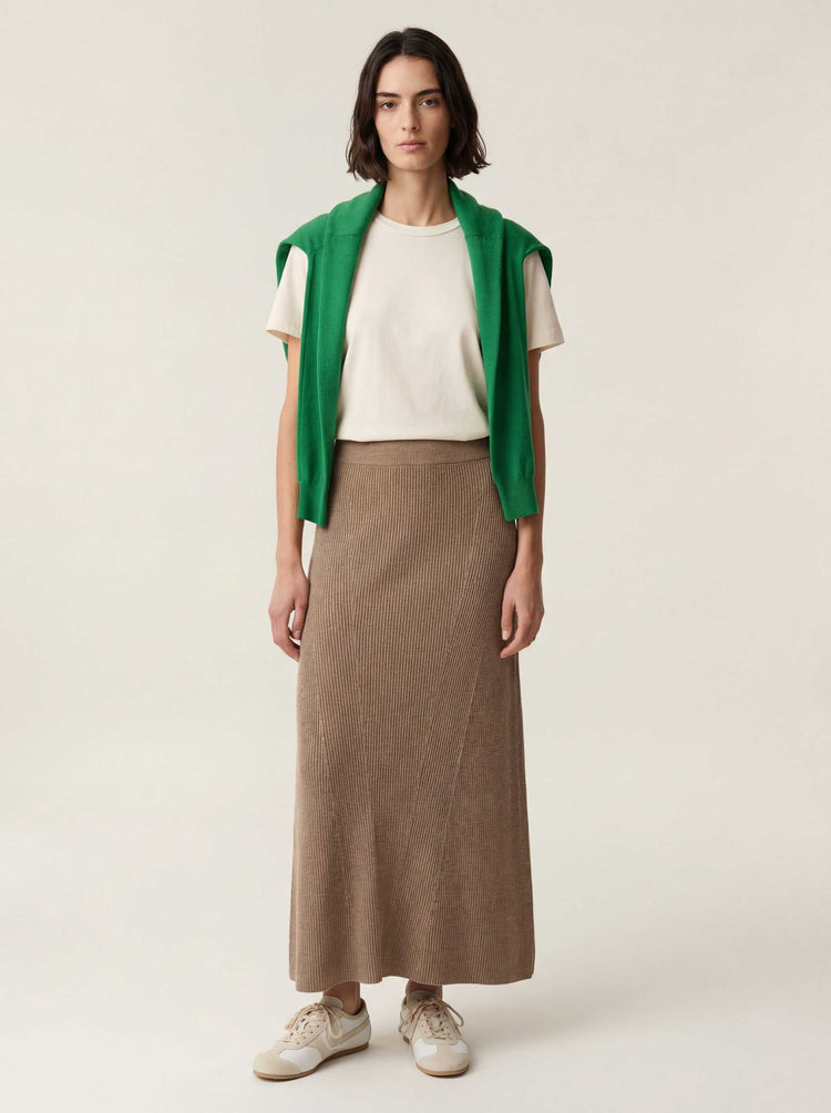 The Ribbed Knitted Skirt Fawn Brown Image