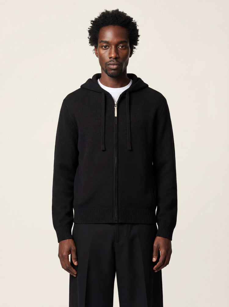 The Signature Merino Zip Hoodie Anthracite Black Image