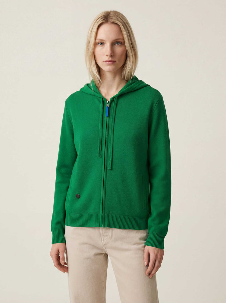 The Signature Merino Zip Hoodie Bottle Green Image