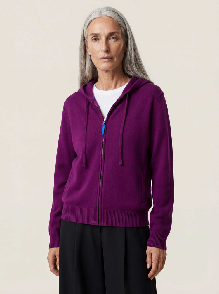 The Signature Merino Zip Hoodie Royal Purple Image