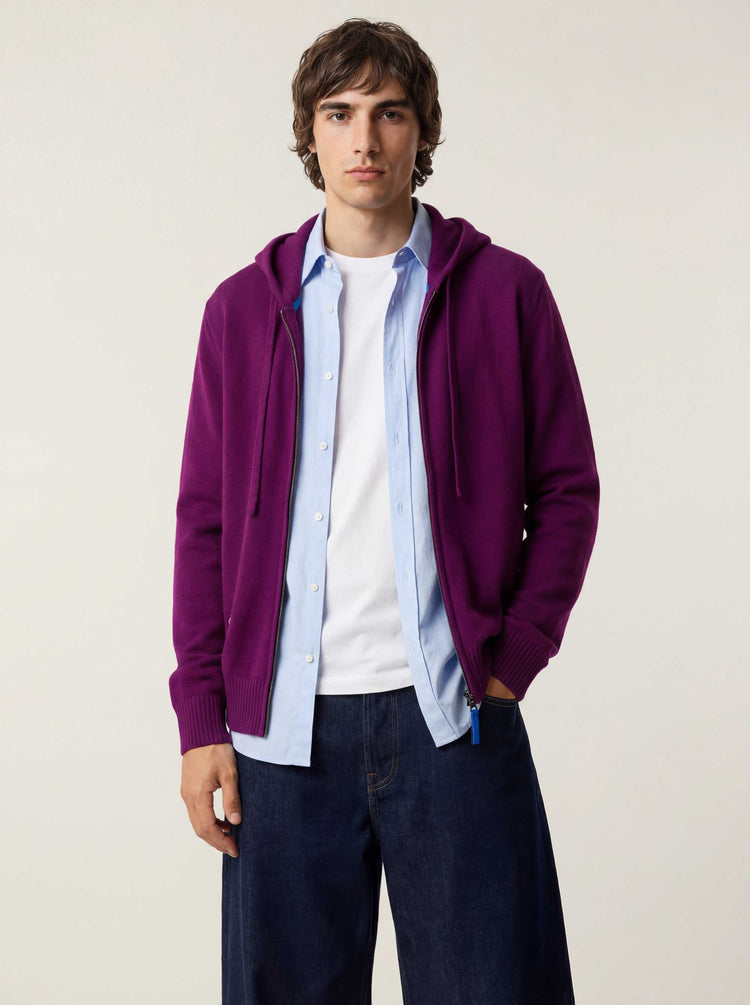The Signature Merino Zip Hoodie Royal Purple Image