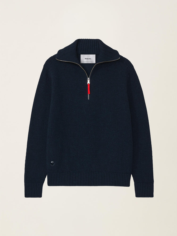 The Ridge Knit Half Zip Jumper Pacific Blue Image
