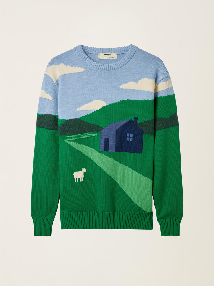 The Sheepscape Crewneck Jumper Bottle Green Image