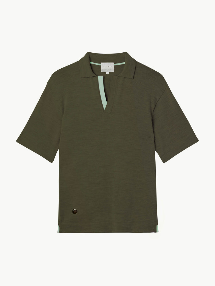 The Knitted Polo Shirt Moss Green Image