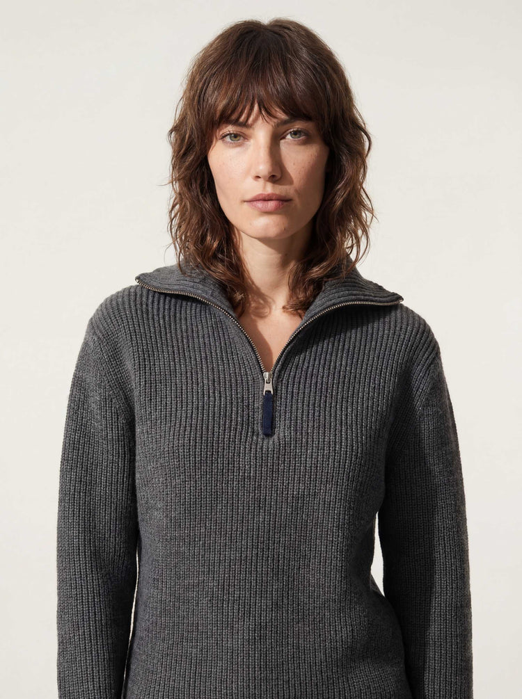 The Ridge Knit Half Zip Slate Grey Image