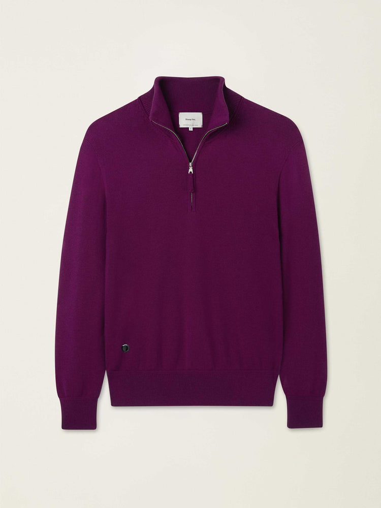 The Knitted Quarter Zip Jumper Royal Purple Image