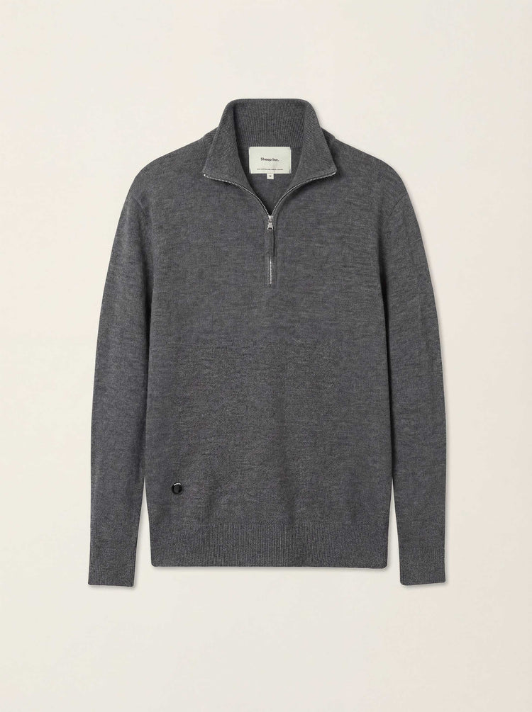 The Knitted Quarter Zip Jumper Slate Grey Image