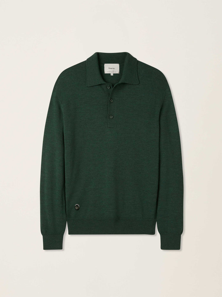 The Everyday Long Sleeve Polo Shirt Emerald Green Image