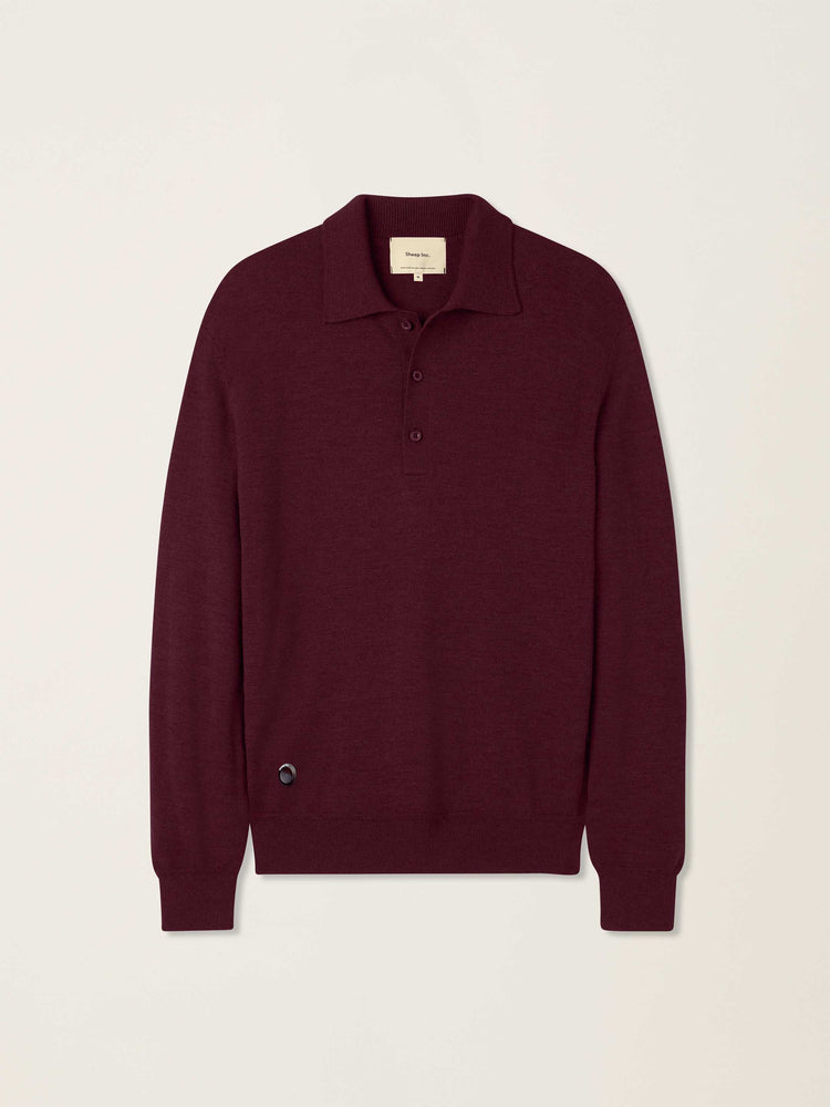 The Everyday Long Sleeve Polo Shirt Konini Burgundy Image