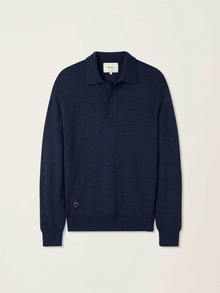 The Everyday Long Sleeve Polo Shirt Pacific Blue Image