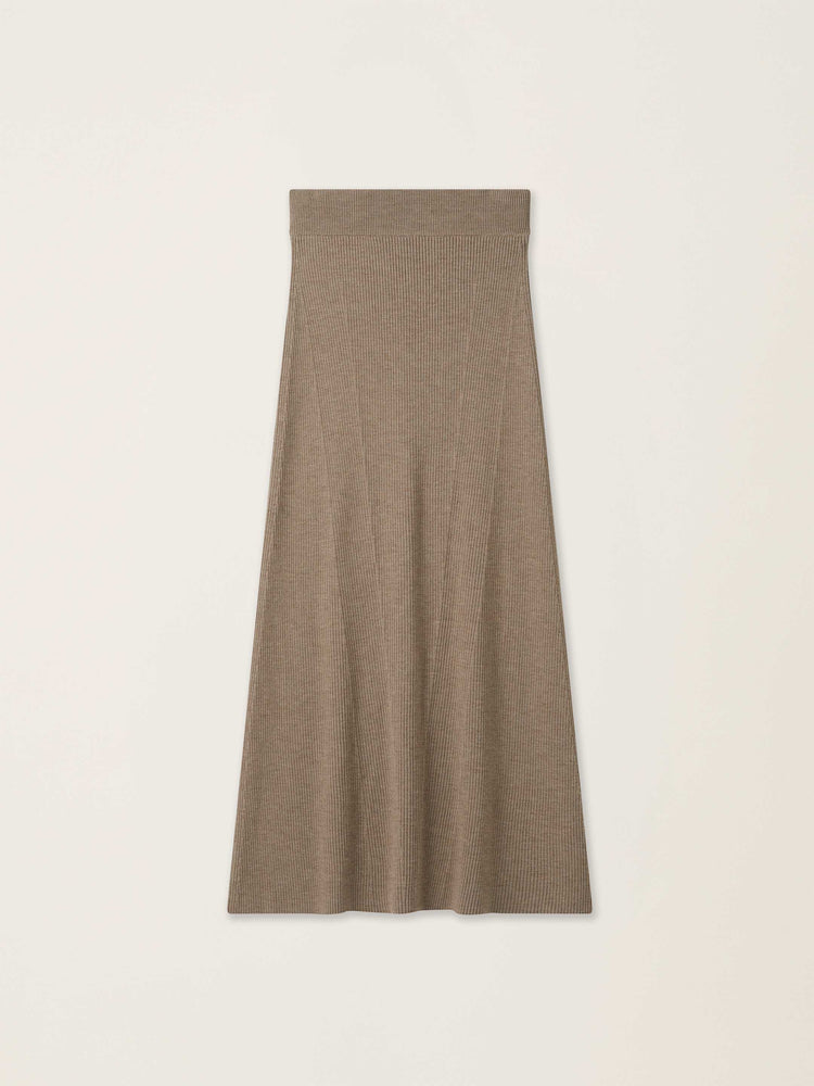 The Ribbed Knitted Skirt Fawn Brown Image