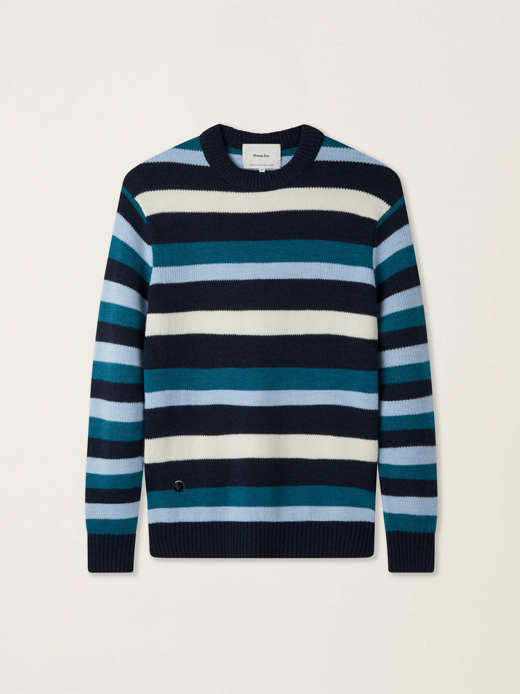The Stripe Crewneck Jumper Pacific Blue Image