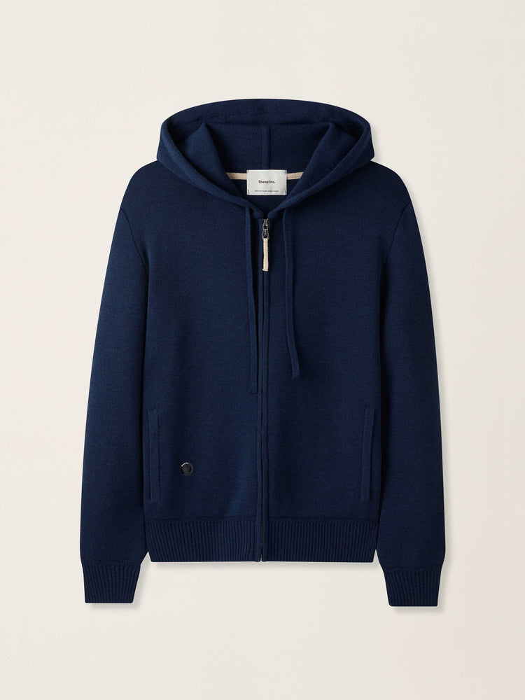 The Signature Merino Zip Hoodie Atlantic Blue Image