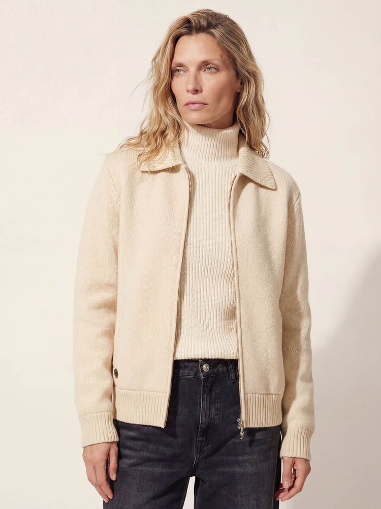 The Knitted Bomber Almond White Image