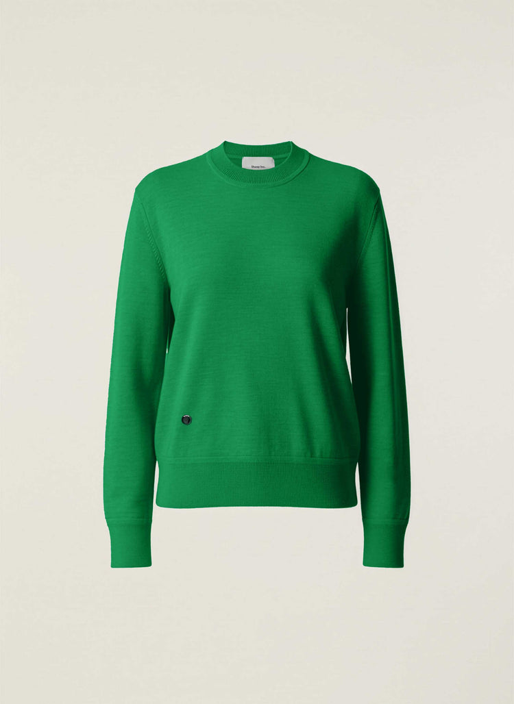 The Boxy Knitted Crewneck Bottle Green Image