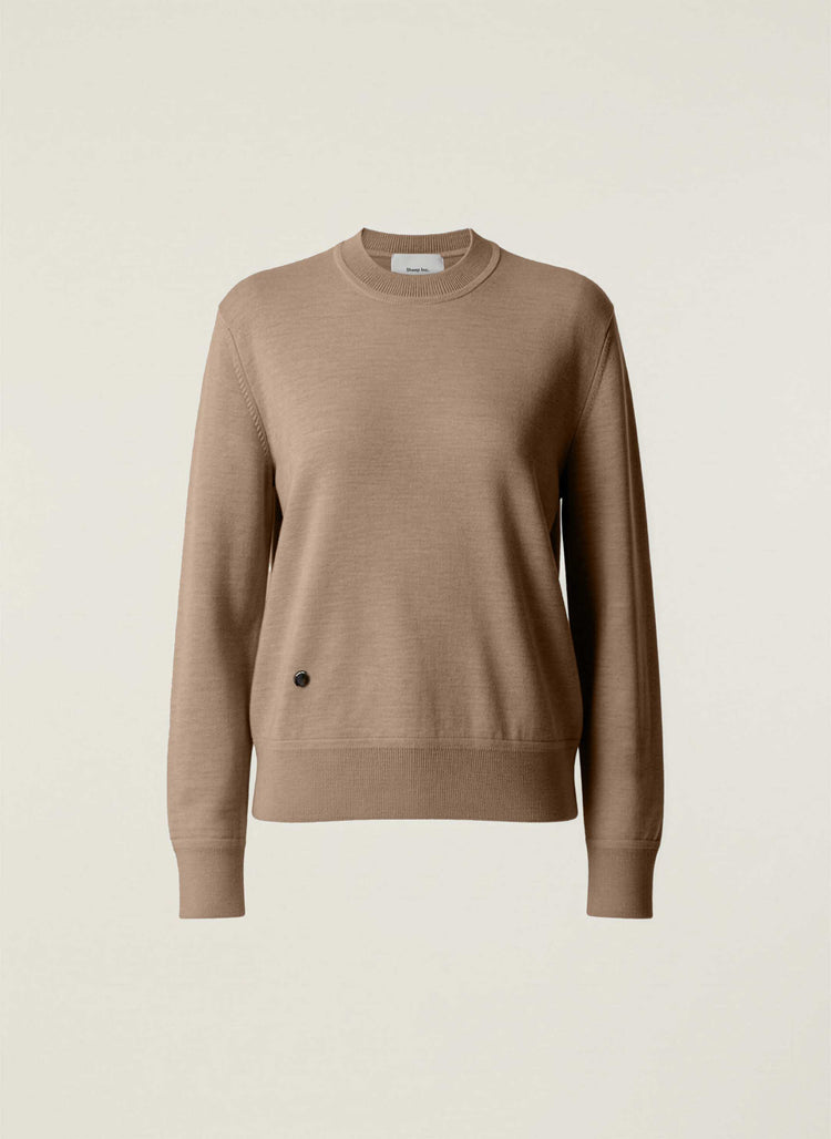 The Boxy Knitted Crewneck Fawn Brown Image